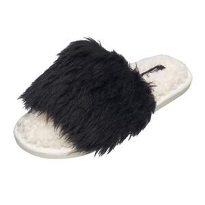 Nine West Fuzzy Slide Slippers – Black | Size S (5–6) | NWT